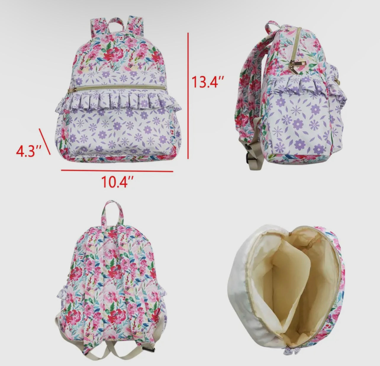 Purple ruffle backpack
