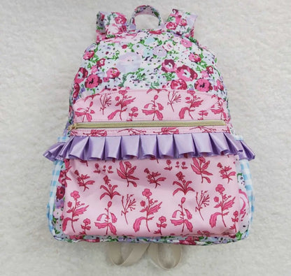 Pink flower ruffle backpack