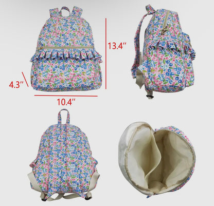 Blue flower ruffle backpack