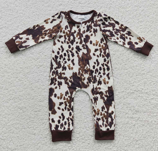 Baby cow hide print Pj romper